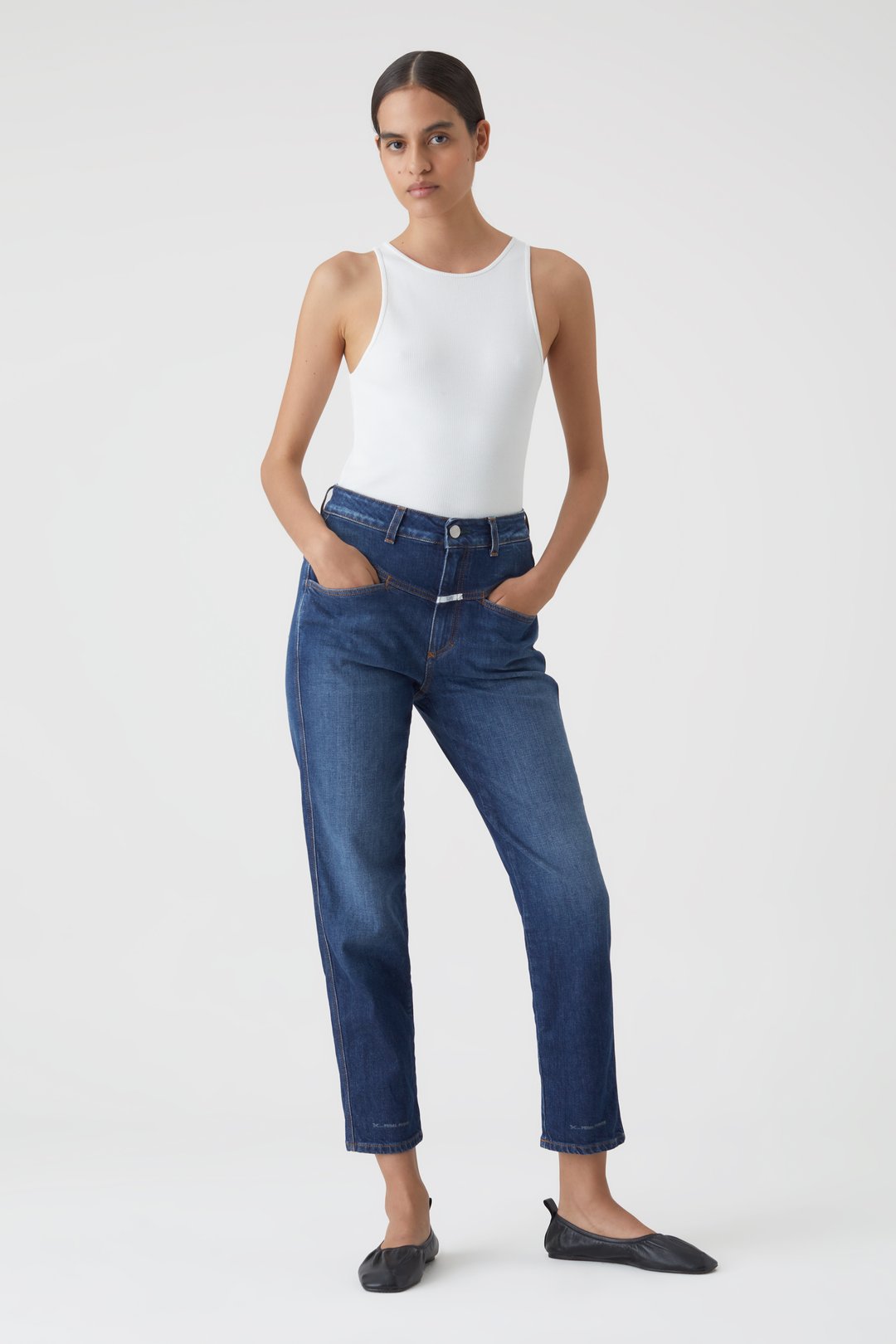 high rise wide crop jeans