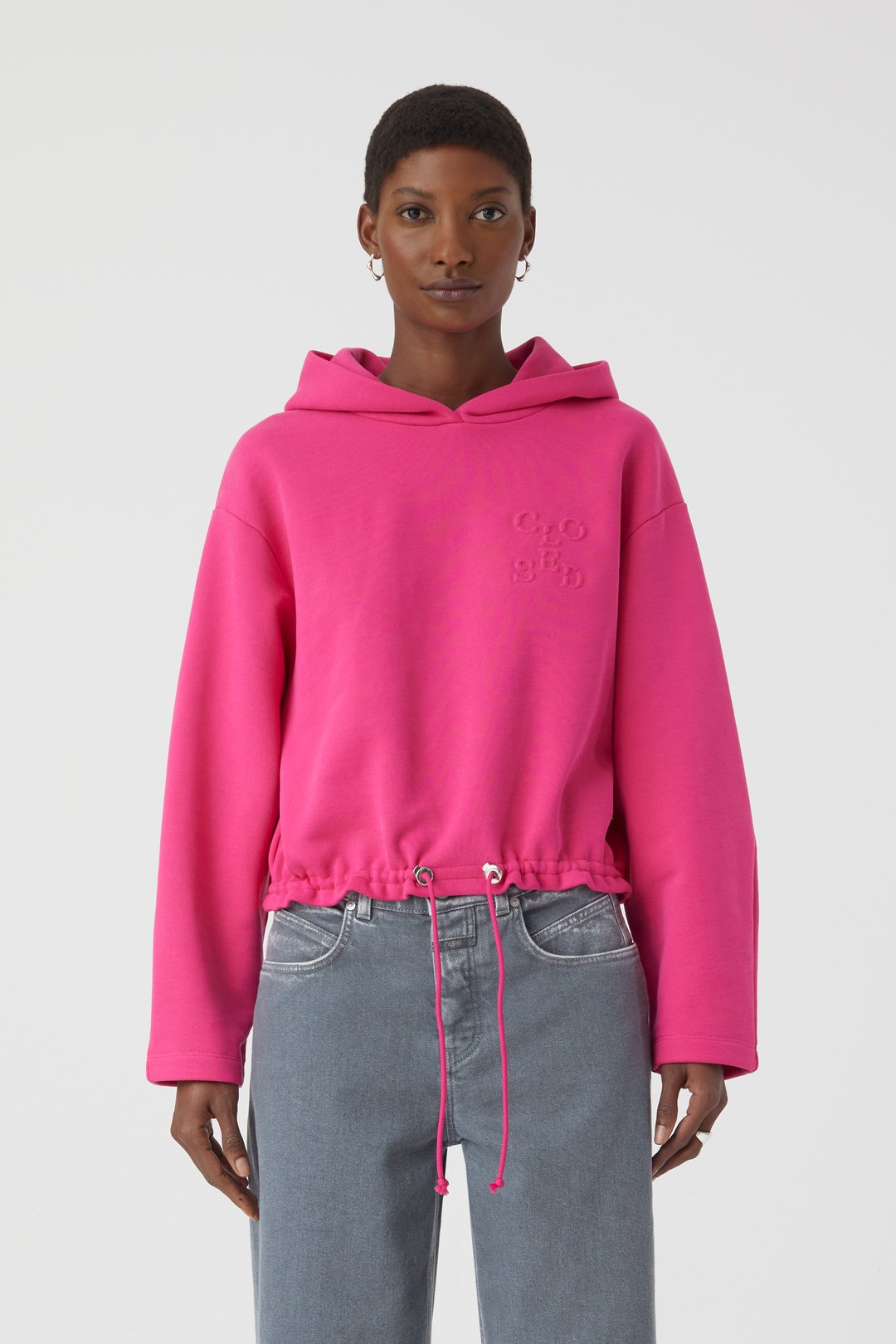 Women's Cropped Hooded Zip-up Sweatshirt - Universal Thread™ Pink