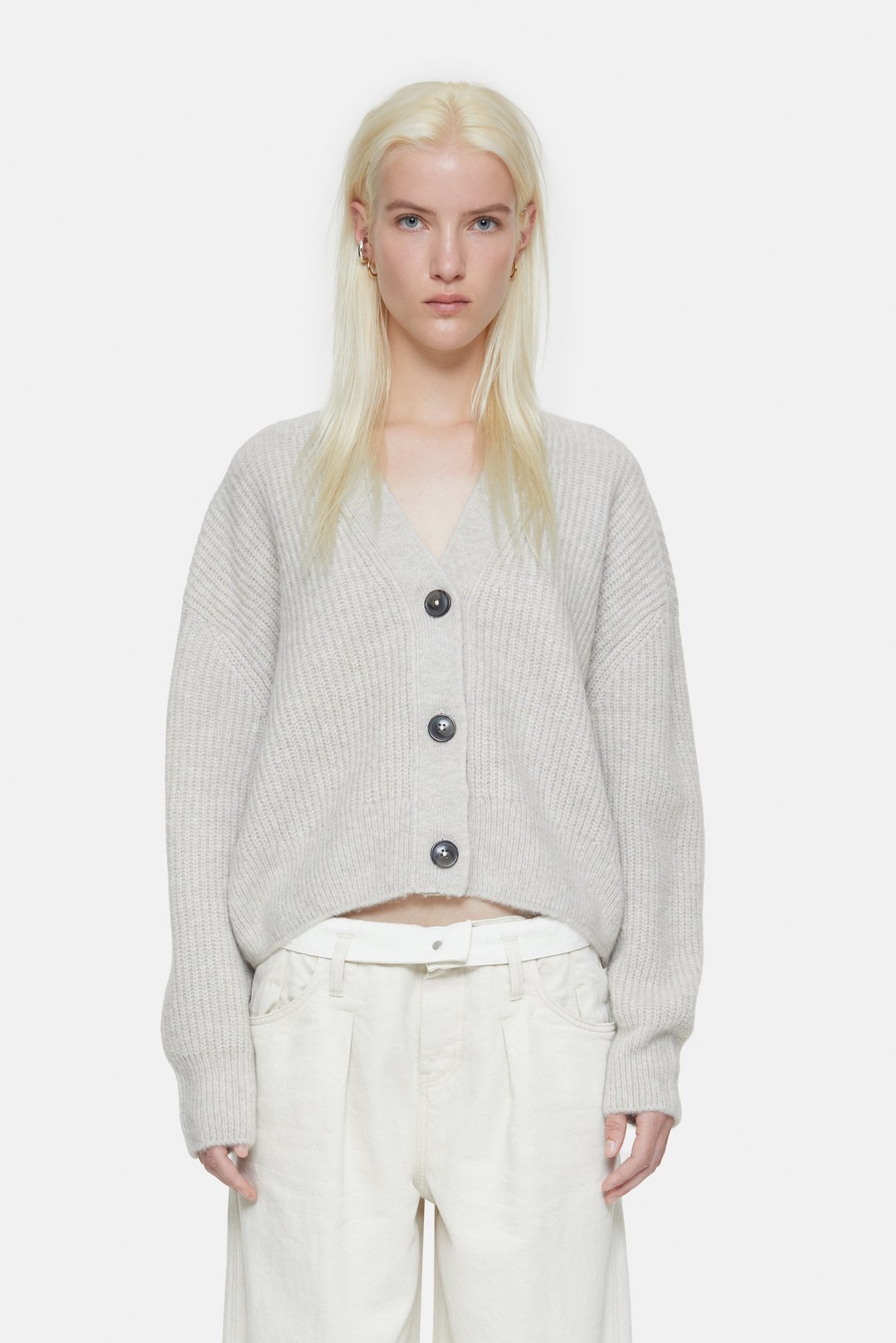 Zara - Jacquard Knit Sweater - Light Beige - Unisex