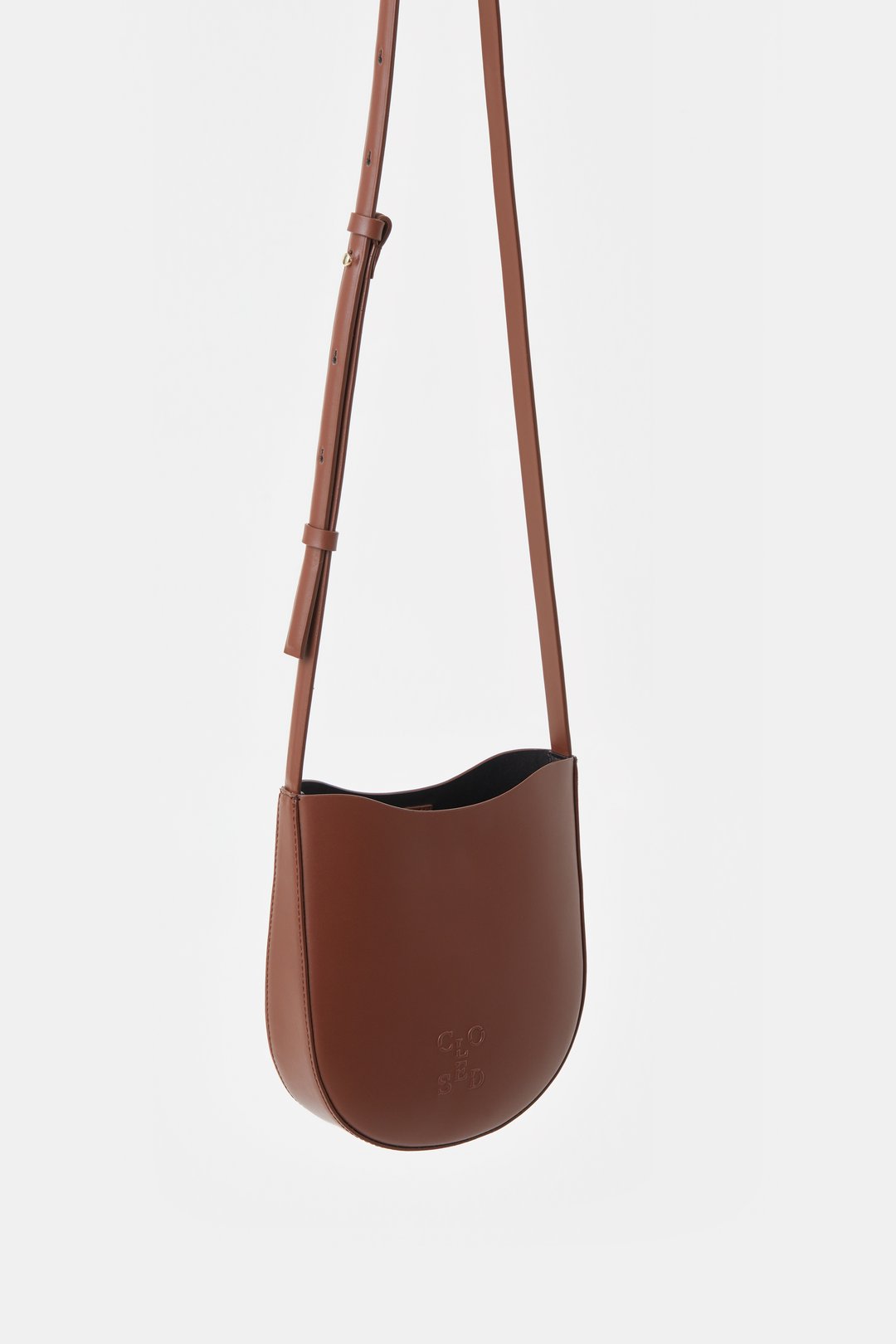 Small Rounded Leather Handbag - Black - Ladies
