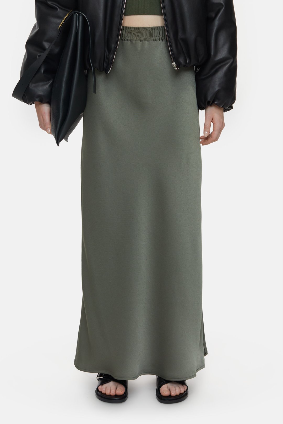 Satin crepe 2025 maxi skirt