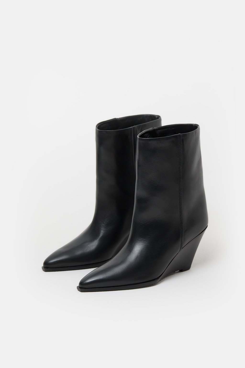 Black leather wedge booties online