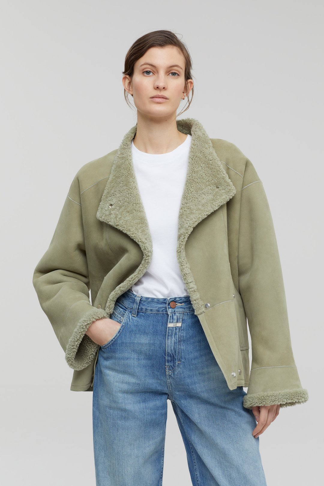 closed shearling jacket