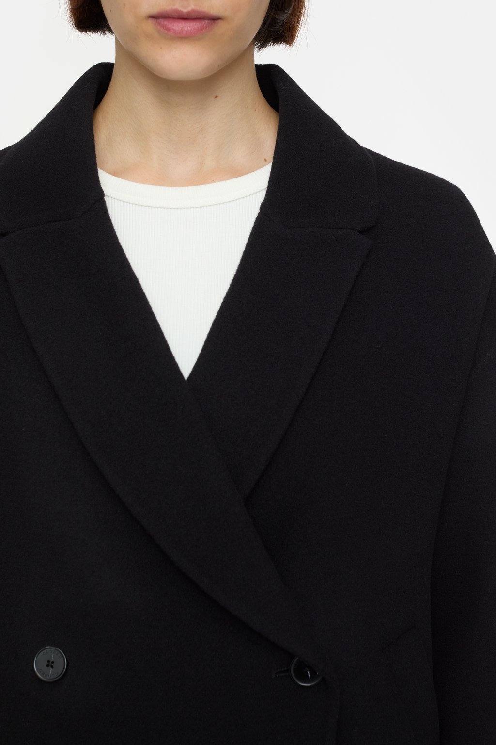 Peacoat made from doubleface | Closed