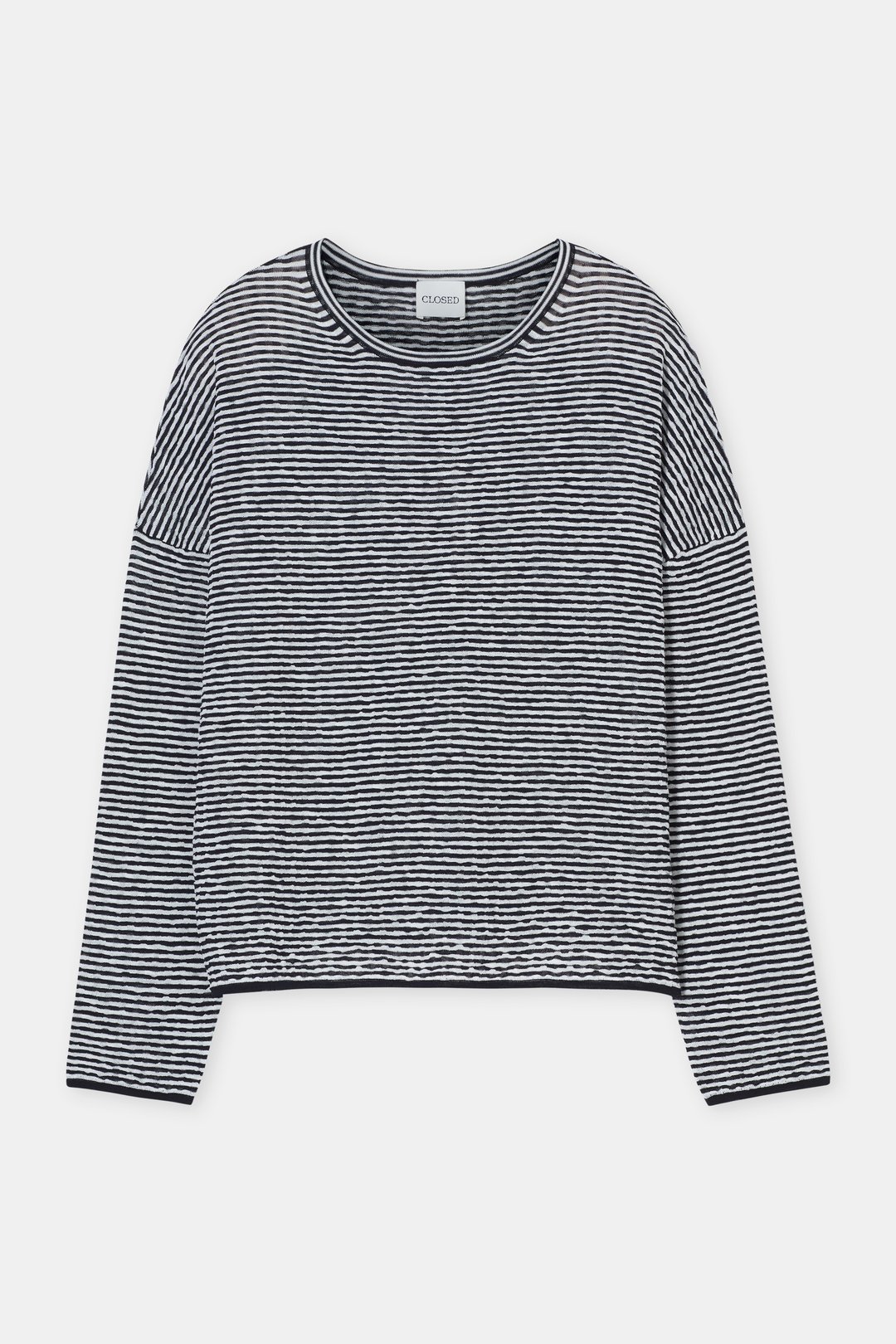 【SATIIIZ】Salon printed knit long sleeve t-shirt Long-sleeved shirt in seersucker knit | Closed