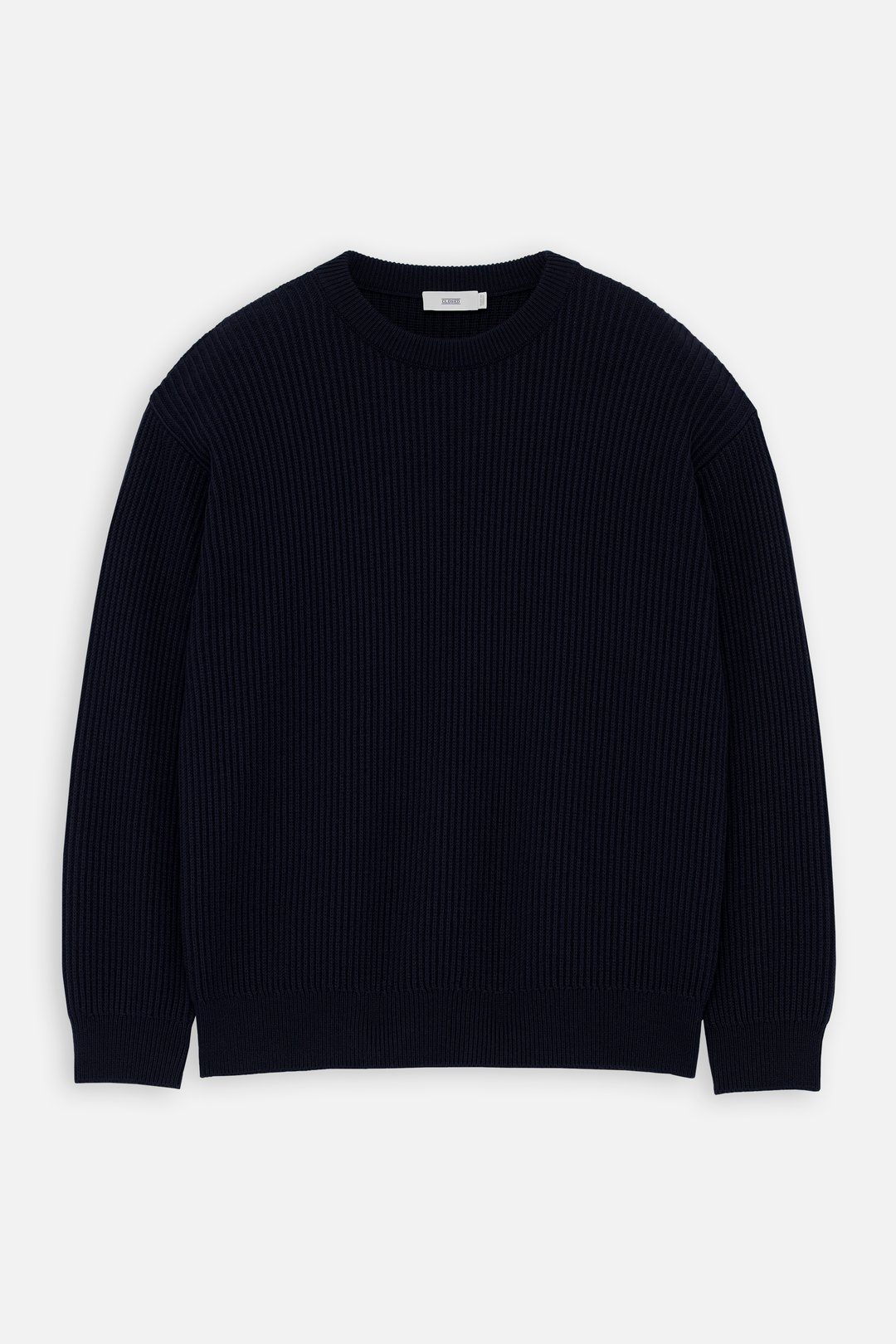 black wool crew neck sweater